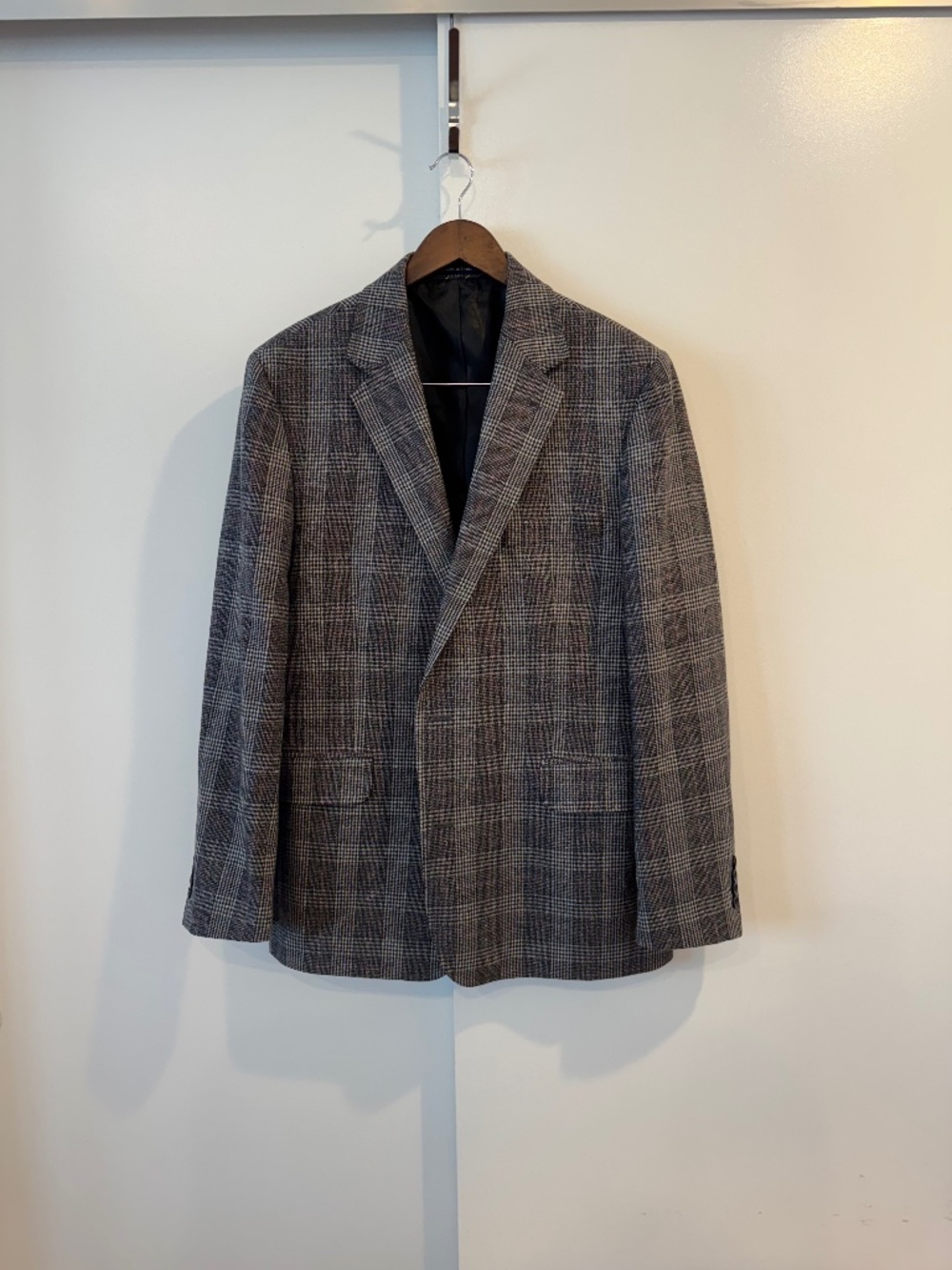 Land's End Wool Tweed Houndstooth Plaid Check Blazer 42R